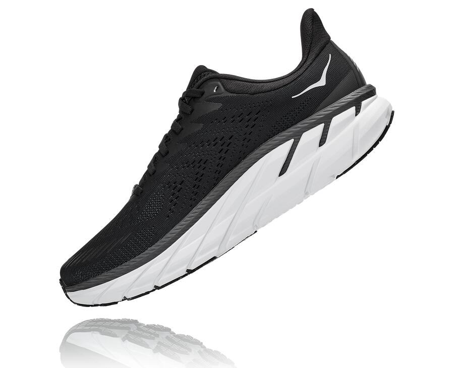 Hoka One One Hardloopschoenen Heren - Clifton 7 - Zwart/Wit - JX3804961